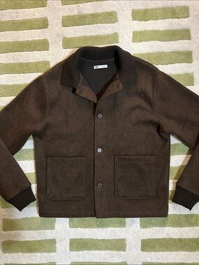 Zara Dark Brown Button-Up Wool Blend Jacket